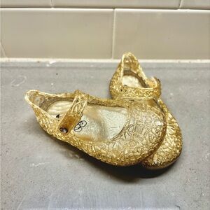 Gold Glitter Jelly Baby Shoes - 4C